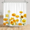 thumbnail image 5 of Yellow Floral Shower Curtain,Spring Daisy Waterproof Fabric Bathroom Curtain with Hooks,60x72 in, 5 of 5