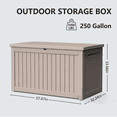 thumbnail image 4 of Decksplore 250 Gallon Extra Large Resin Deck Box, Soft Close Lockable UV-Resistant Outdoor Storage Box, Light Coffee, 4 of 8