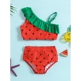 thumbnail image 2 of Toddler Kid Baby Girl 2 Piece Swimsuit Watermelon One Shoulder Tops with Briefs Bikini Set Summer Bathing Suits Swimwear, 2 of 6