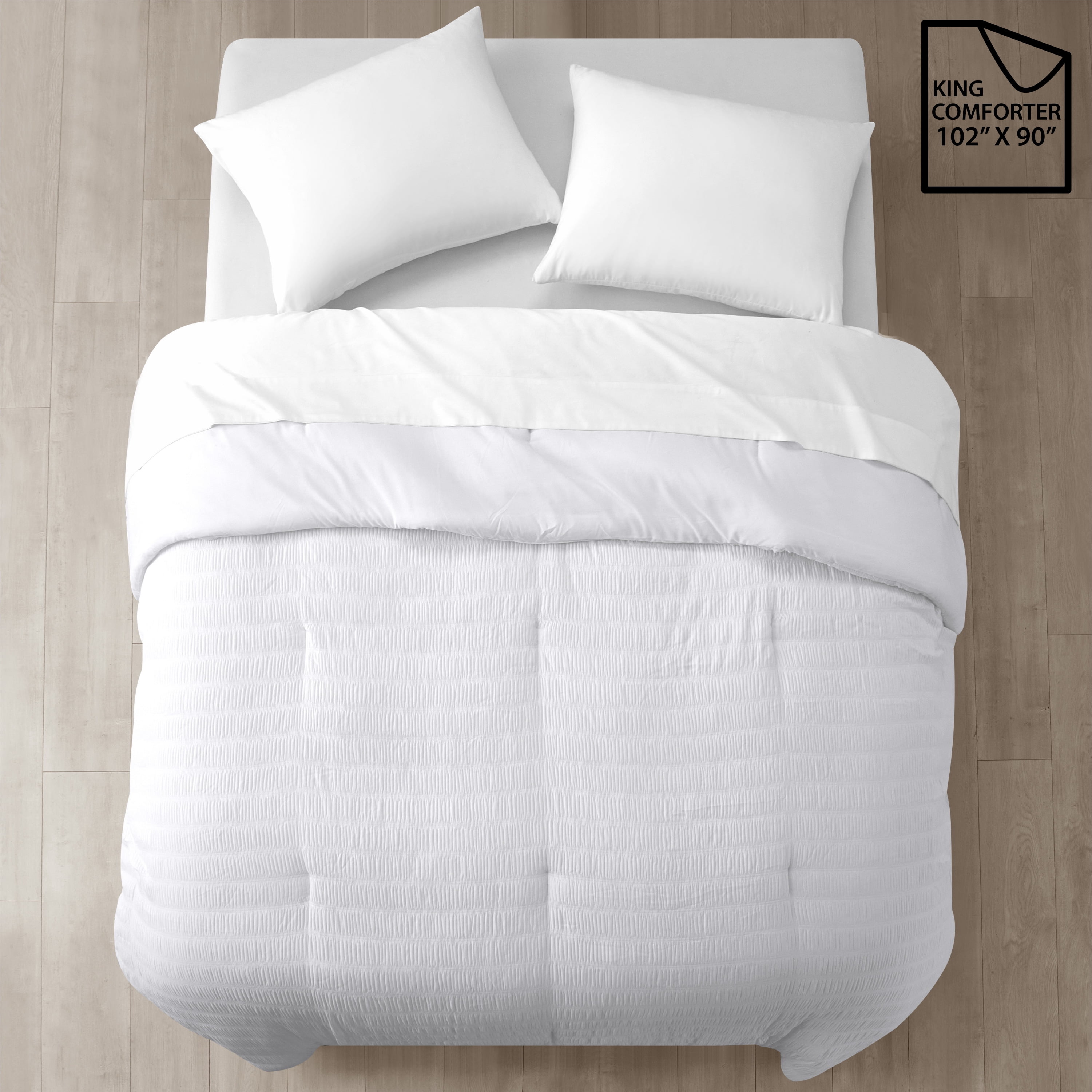 Style House White Crinkle Comforter for Teens Adults Seniors, King