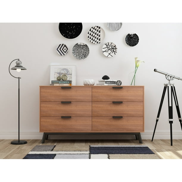 Mainstays Mid Century Modern 6 Drawers Dresser In Multiple Finish
