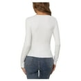 thumbnail image 5 of Hfyihgf Women's Long Sleeve Sweaters Wrap V Neck Pullover Ribbed Knit Slim Fitted Shirts Button Side Decor Asymmetrical Tops(White,S), 5 of 5