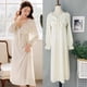 thumbnail image 2 of Nuevo camisón largo de primavera elegante estilo clásico camisón con cuello cuadrado ropa de dormir Albornoz informal vestido para casa ropa de descanso de satén, 2 of 5