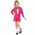 thumbnail image 2 of Descendant Halloween Costume Royal Princess Dress Up Chloe Cosplay Outfits Heart Print Lapel Tuxedo Jacket Pink Shirt and Shorts 3 Piece Set for Halloween Party,Size 150, 2 of 8