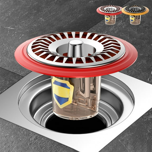 Floor Drain Backflow Preventer One-Way Valve Metal Core Anti-Odor Shower Drain Protection System 7.5x3cm Silver Black Finish Single Pack Kitchen Bathroom Basement Drainage Solution