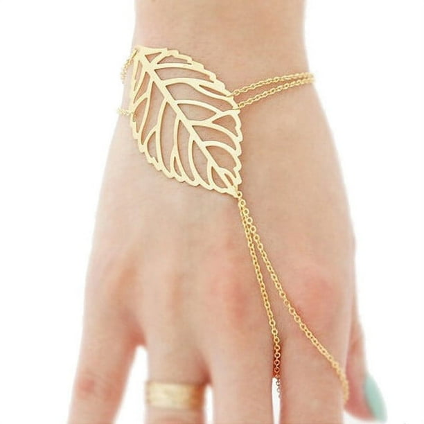Pulseras para mujer, regalos para mujer, moda para mujer, hojas huecas, brazalete para dedo, cadena esclava, pulsera de oro, tobillera