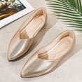thumbnail image 4 of Flat Shoes for Women Pointed Toe Comfortable Business Casual Work Shoes Dressy Leather Slip on Comfy Footbed Walking Shoes Gold Size 7, 4 of 7
