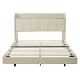 thumbnail image 5 of Sesslife Queen Size Floating Bed Frame with Charging Station and Touch Sensor Nightlight, LED Platform Bed with Storage Upholstered Headboard and Side Pockets, No Box Spring Needed, Beige, 5 of 13
