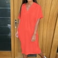 thumbnail image 1 of Ovzne Robes Grande Taille pour Femmes aux Formes Robe pour Femme Robe Décontractée Unie à Col en V à Manches Courtes Robe Décontractée pour Femmes Robe à Manches Courtes Liquidation, 1 of 7