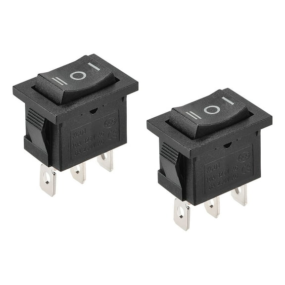 Mini Boat Rocker Switch Black Toggle Switch for Boat Car Marine ON/OFF/ON AC 250V/6A 125V/10A, 2pcs