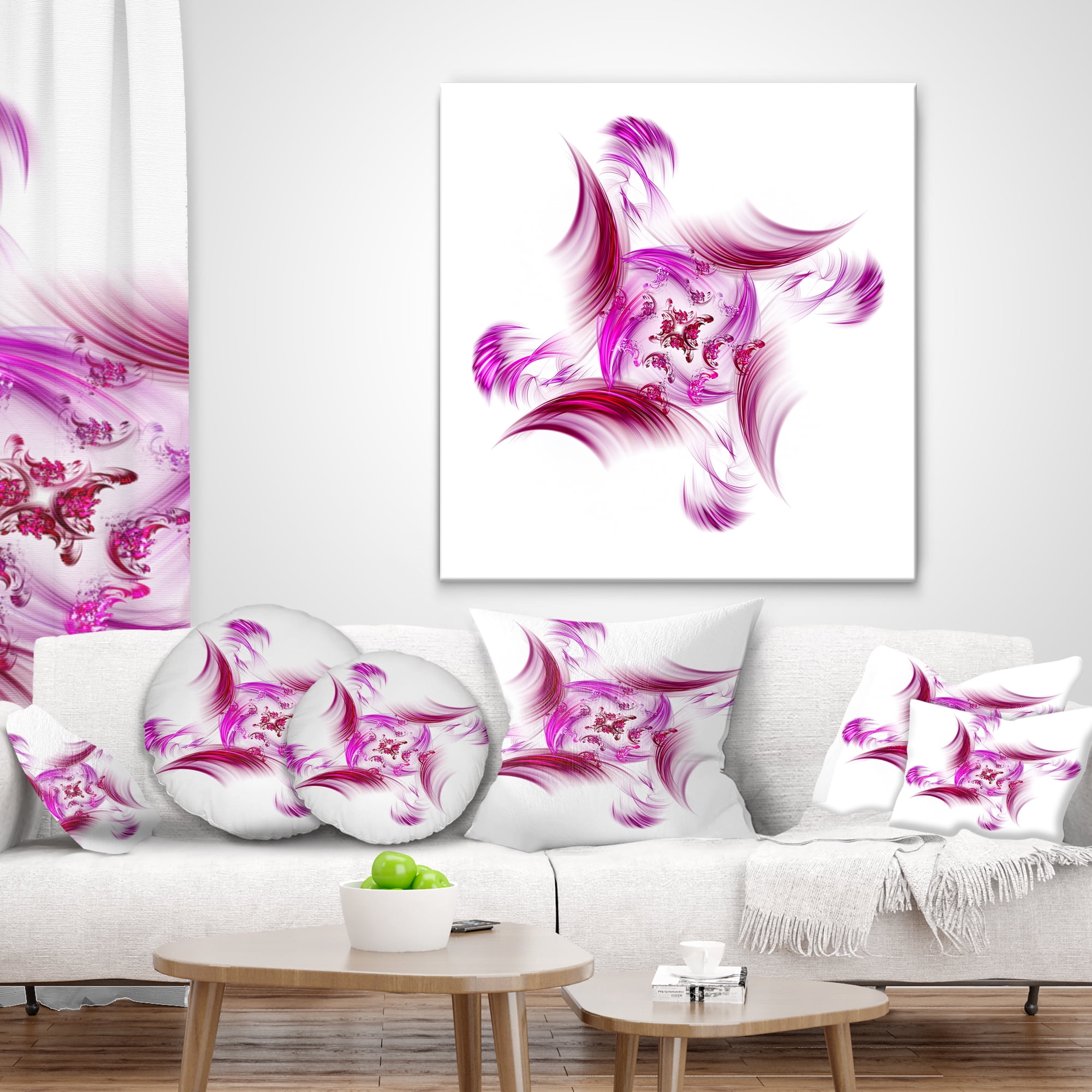 Designart Rotation of Small Universe Purple Flower - Floral Throw Pillow - 16x16
