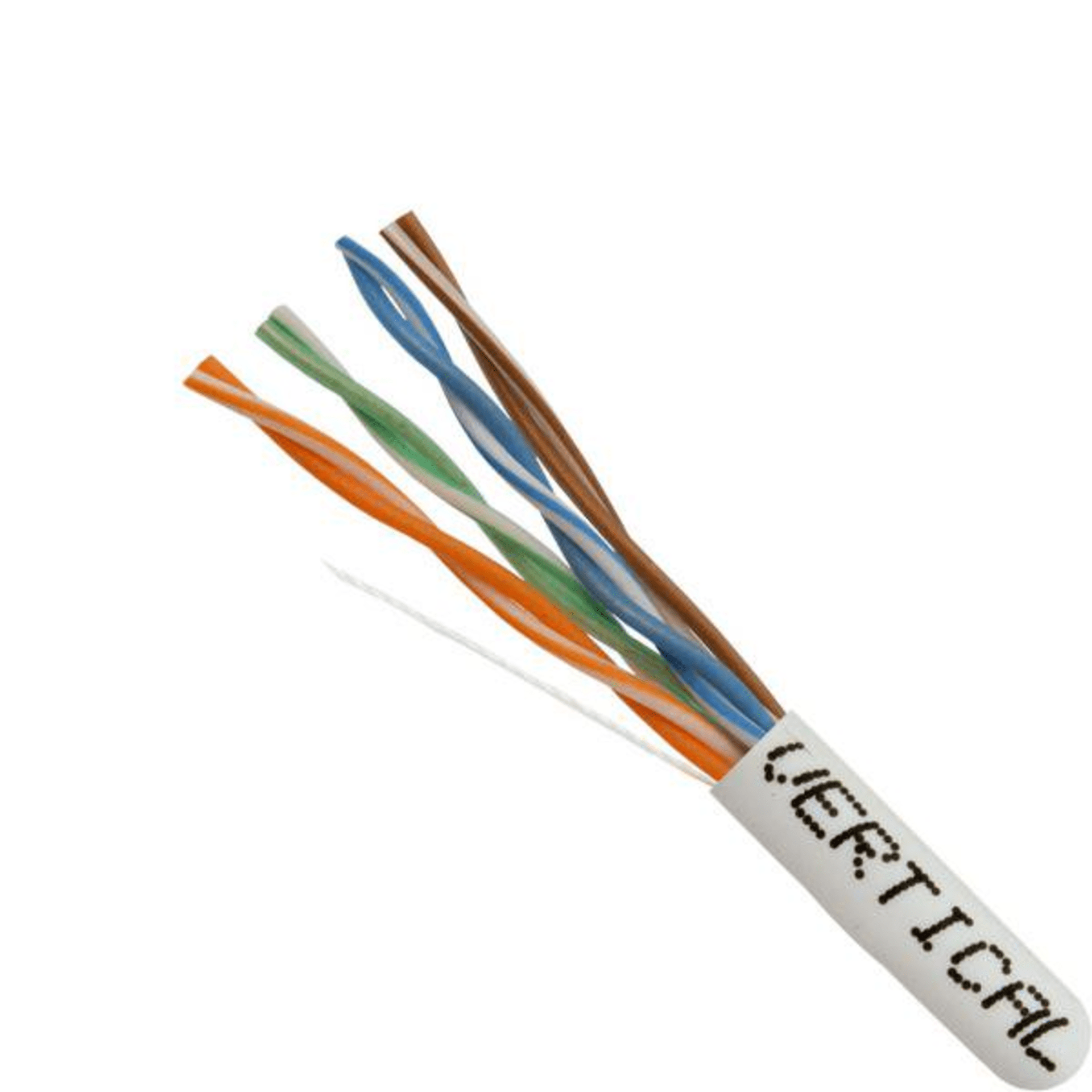 Vertical Cable 1000ft Solid Cat5E Cable - 24AWG 350MHz CMR Bare Copper Bulk Ethernet White