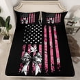 thumbnail image 2 of Homewish Cartoon Ribbon Bowknot Queen Sheet Sets, Rustic Pink Camouflage US Flag Flat Sheet,4-Piece, 2 of 7