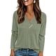 thumbnail image 1 of Camisa PRETTYGARDEN Mujer Manga Larga Cuello en V Acanalada Verde, 1 of 8