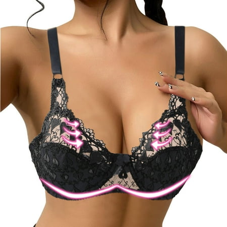 

MRULIC bras for women Women Sexy Lace Bra Thorn Plus Size Underwear Bra Black + 75D