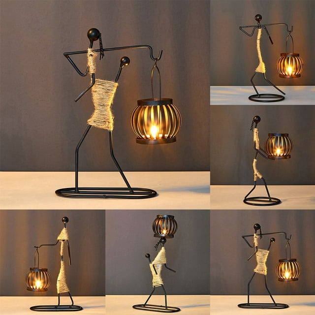 Metal Candlestick Abstract Character Candle Holder Nordic Metal Candlestick Abstract Character Sculpture Decor Gift