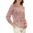 thumbnail image 4 of CAMISA DE OFICINA DE MUJER CON BOTONES Y FLORES DE LARGA MANGA EN COLOR ROSA OSCURO, 4 of 5