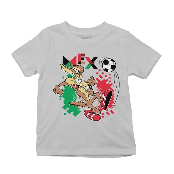 Playera Fan Army Looney Tunes Talla 8 Coyote Mundial México Manga Corta Gris