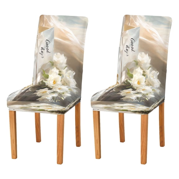 BZSMCE Chairs Slipcovers Dining Chair Covers White Blossom Creative Pattern