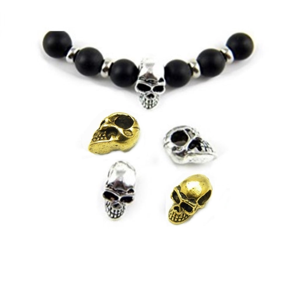 10pcs Detailed Metal Skull Beads 12x10mm USA Made for Jewelry Making