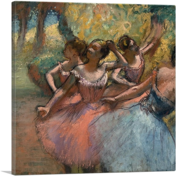 ARTCANVAS Four Ballet Dancers on Stage 1885 Canvas Art Print by Edgar Degas - Size: 18" x 18" (0.75" Deep)