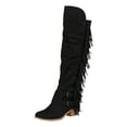 thumbnail image 5 of Pandaie Women's Over Knee High Boots Retro Fringe Riding Long Boots Chunky Heel Tassel Casual Winter Shoes Black 6, 5 of 6
