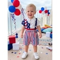 thumbnail image 3 of Cenuakty Baby Boy 4th of July Outfit 3M 6M 12M 18M Star Striped Short Sleeve Bowtie Romper and Suspender Shorts 2 Piece Summer Set, 3 of 9
