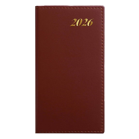 Clearance Under $2 | 2026 PU Leather Daily Planner Notebook with Gold Foil in Red