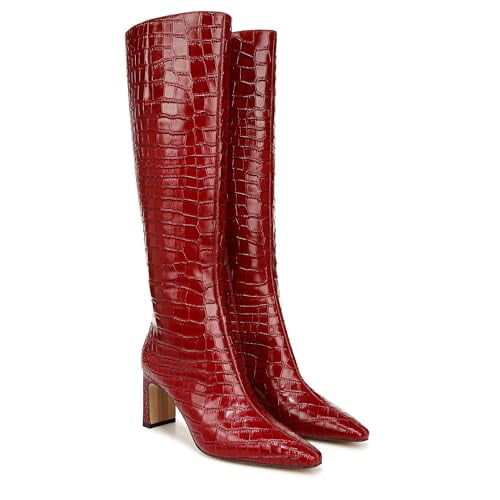 Sam Edelman Women's Sylvia Knee High Boot - Wide Calf, Scarlet Cherry Wide Calf, 8.5