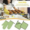 thumbnail image 5 of Pofeuu Green Gingham Print Oven Mitts and Pot Holders 4 pcs Set,High Heat Resistant 500 Degree Extra Thicken Long Kitchen Cotton Oven Glove for Cooking, 5 of 6