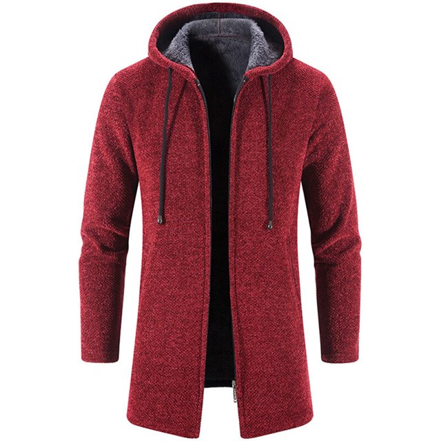 Suéter con cremallera para hombre, abrigo cálido, cárdigan medio largo, prendas de punto informales, ropa de otoño e invierno, novedad