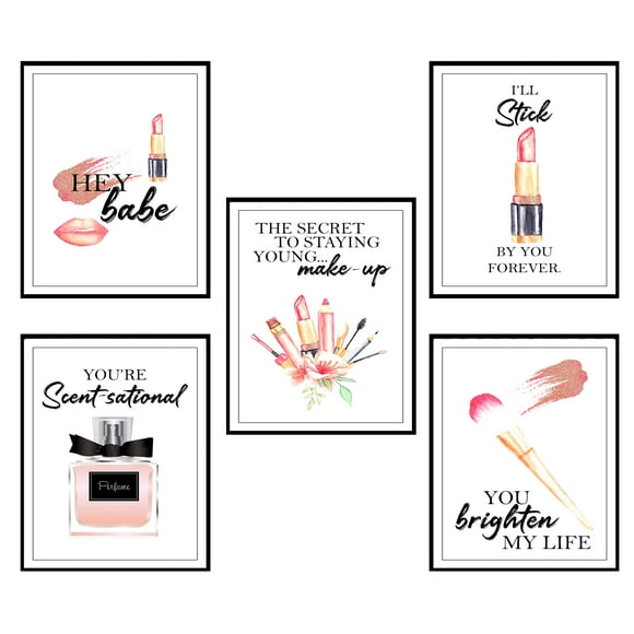 Silly Goose Gifts Life is Short Buy The Lipstick Make Up Room Wall Art Prints (Set of Five) 8x10in Lips