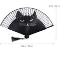 thumbnail image 4 of Ventilador de mano plegable de seda con diseño de gato de dibujos animados (negro), 4 of 5
