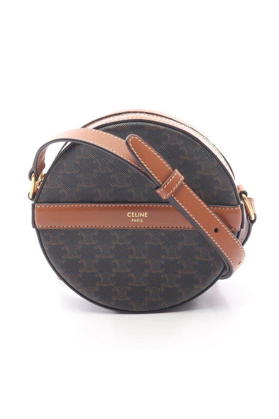 Pre-Owned Celine Triomphe Round Purse Shoulder Bag, Coated Canvas and Leather,... (Good)