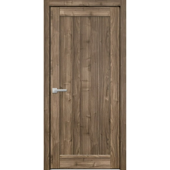 Pantry Kitchen Lite Pre-Hung Door Hardware | Quadro 4111 Walnut | Single Panel Frame Trims | Bathroom Bedroom Sturdy Doors -18" x 84"