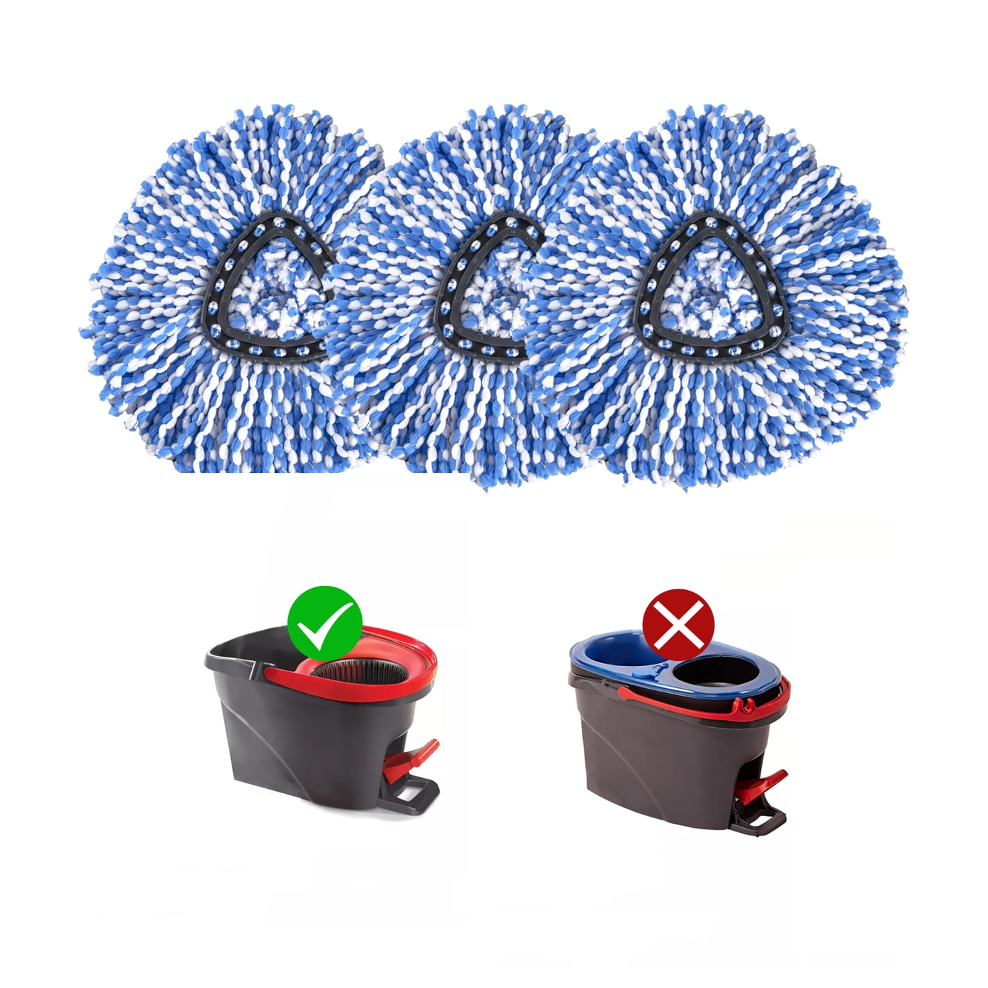 Matthew Cleaning 3Pack Blue Microfiber Spin Mop Replacement Head