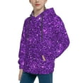 thumbnail image 2 of Salouo Purple Glitter Pattern Hoodie Sweatshirt for Youth, Fall Pullover Hoodie Sweatshirt Long-Sleeve Pullover Hooded Sweatshirt-X-Large, 2 of 6