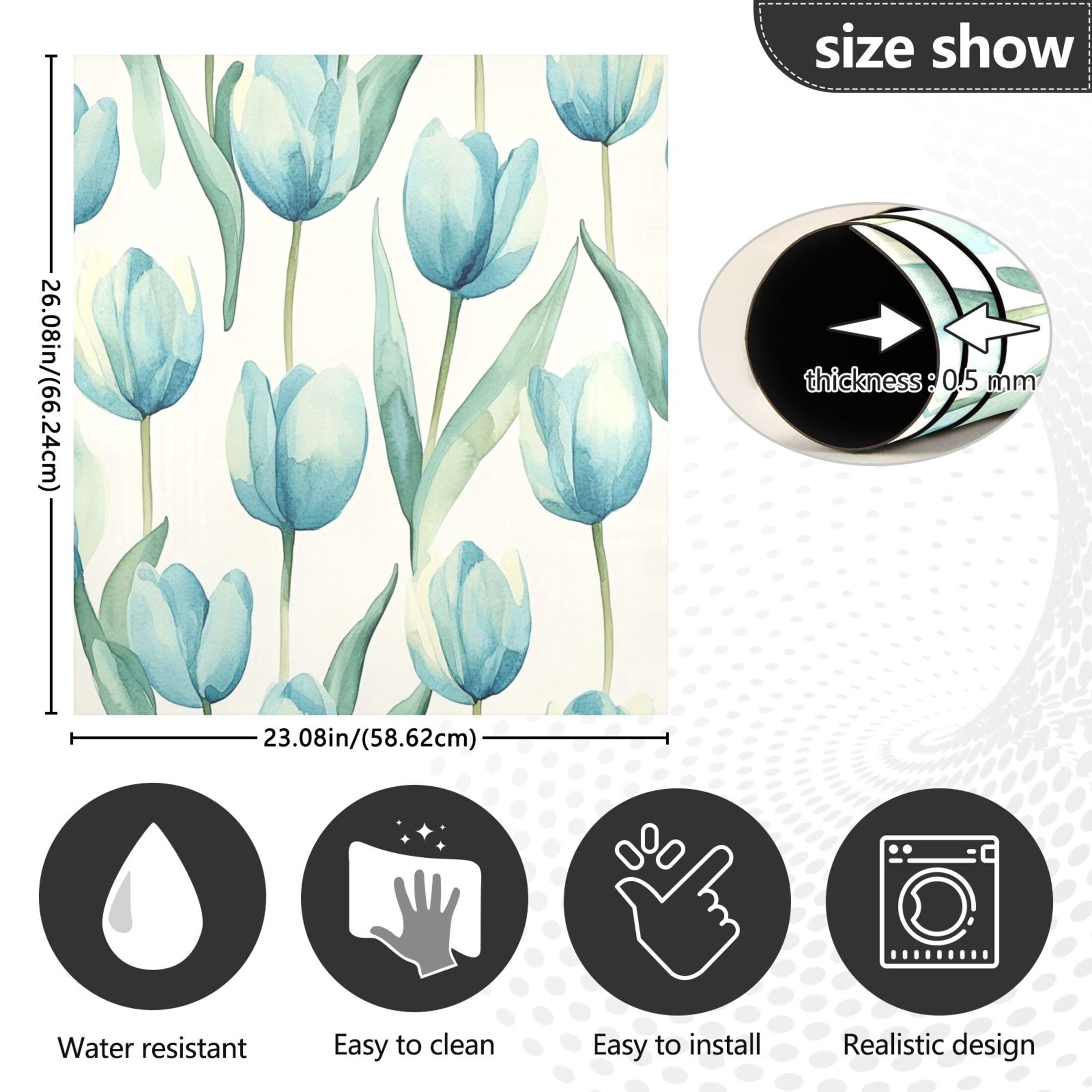 Dishwasher Magnetic Sticker 23x26 Inch Refrigerator Magnetic Sticker Washing Machine Magnetic Sticker Kitchen Panel Magnetic Sticker Home Decor Beautiful Blue Tulips