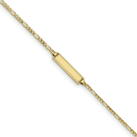Primal Gold 10 Karat Yellow Gold Figaro Link ID Bracelet