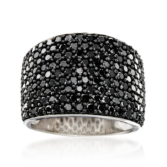 Ross-Simons 3.70 ct. t.w. Pave Black Spinel Wide Ring in Sterling Silver, Women's, Adult