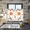 thumbnail image 4 of Yayeee Kitchen Curtains Tier Pair Light Filtering 27"x24" Rod Pocket Short Cafe Window Panel, Hand Drawn Pumpkin, 4 of 7
