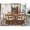 Light Beige, variant on Luxe by East West Furniture 7-Pc Dining Set Of A Pedestal Dinner Table, 6 Light Tan Fabric Padded Chairs