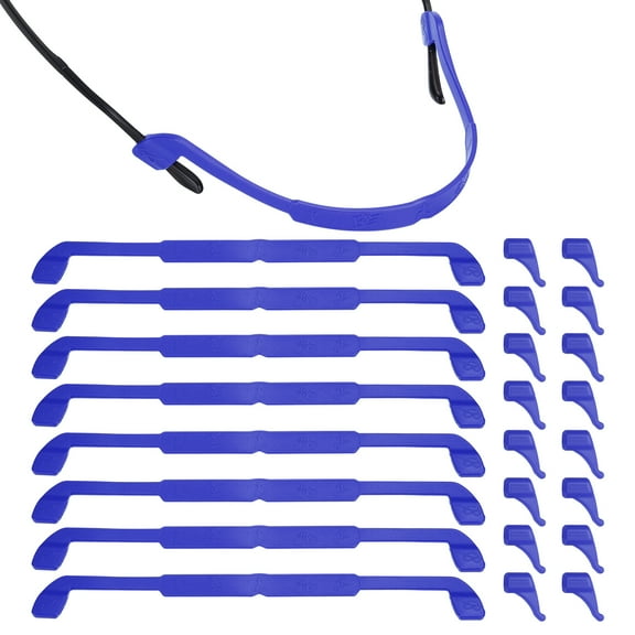 Glasses Strap 8Pcs Silicone Sports Eyeglass Strap Sunglasses Holder Elastic Sunglasses Eyewear Retainer with Ear Grip for Men Women, Blue
