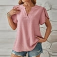 thumbnail image 4 of Blouses pour Femmes, Mode Décontractée Confortable Unie Col en V Manches Courtes Blouse T-Shirt, 4 of 6
