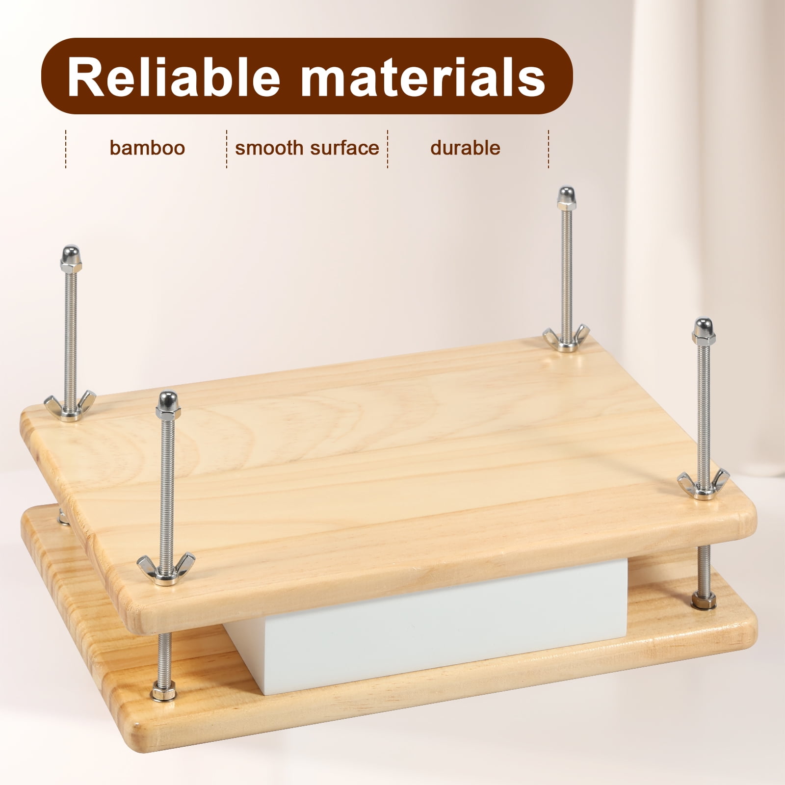 Austok Bamboo Wood Book Press Rectangle Book Press Bookbinding Portable Book Binding Press Reusable Book Press Tool Manual Book Binding Kits for Bookbinding Supplies