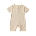 thumbnail image 1 of Qiylii Summer Newborn Baby Boy Girl Solid Romper Unisex Infants Short Sleeve Clothes Waffle Knit Cotton Jumpsuits,0-24M, 1 of 7
