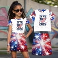 thumbnail image 2 of Girls Clothes Sets Big Girl 4th of July Outfit Short Sleeve Top Striped Star American Bottoms Pants Set, 2 of 5