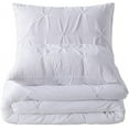 thumbnail image 5 of 3 Piece Pinch Pleated Duvet Cover Set 100% Cotton 1000 TC with Zipper Closure & Corner Ties Pintuck Bedding Duvet Cover - Oversized Queen Size (98" x 98") Inch, White Solid, 5 of 7