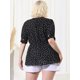 thumbnail image 5 of Blude talgrande pamujer con cuello en V y lunares, mancorta, peplum Negro 2X, 5 of 6