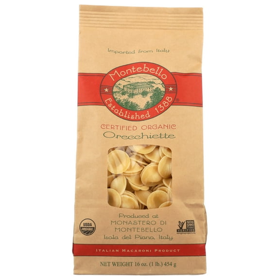 Montebello Organic Orecchiette, Italian Macaroni, 16 Ounce Bag